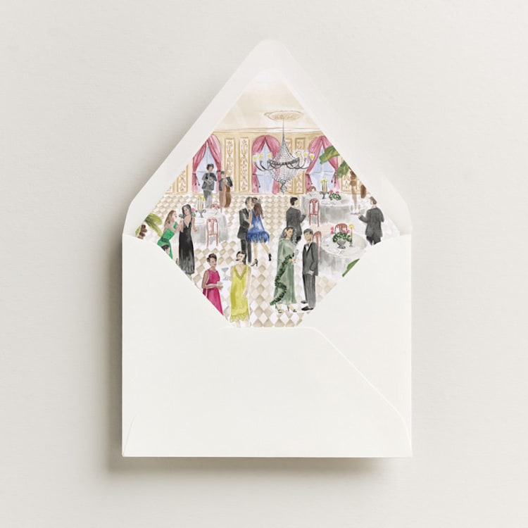 "Party Scene" - Slip-In Envelope Liners in Peach by Pati Cascino - Liner in envelope