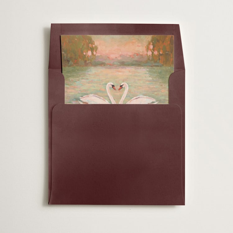 "Swans" - Slip-In Envelope Liners in Sage by Wendy Keller - Liner in envelope