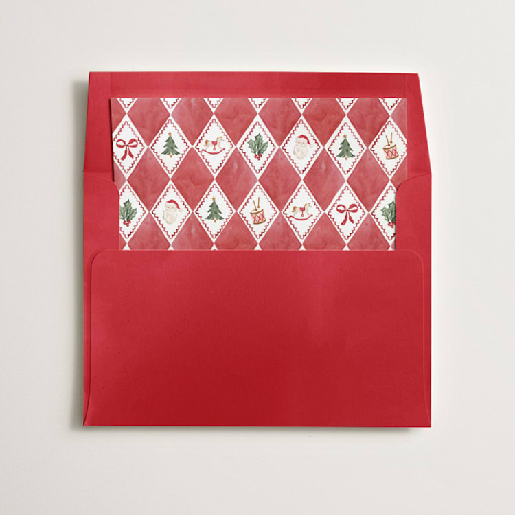 "Red Nostalgic Wrap" - Slip-In Envelope Liners in Grenadine by Sarah Knight - Liner in envelope