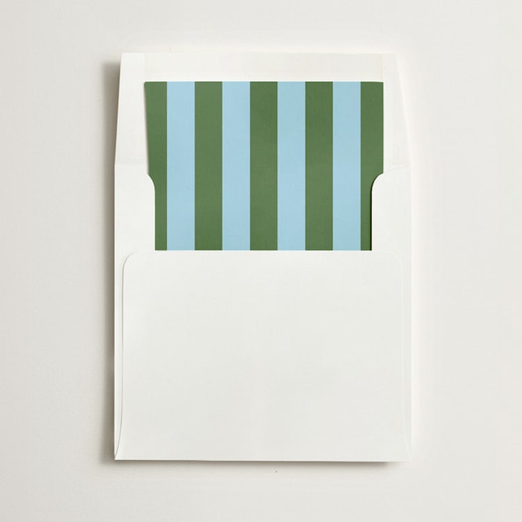 "Cabana Stripe" - Slip-In Envelope Liners in Green Blue by Minted - Liner in envelope