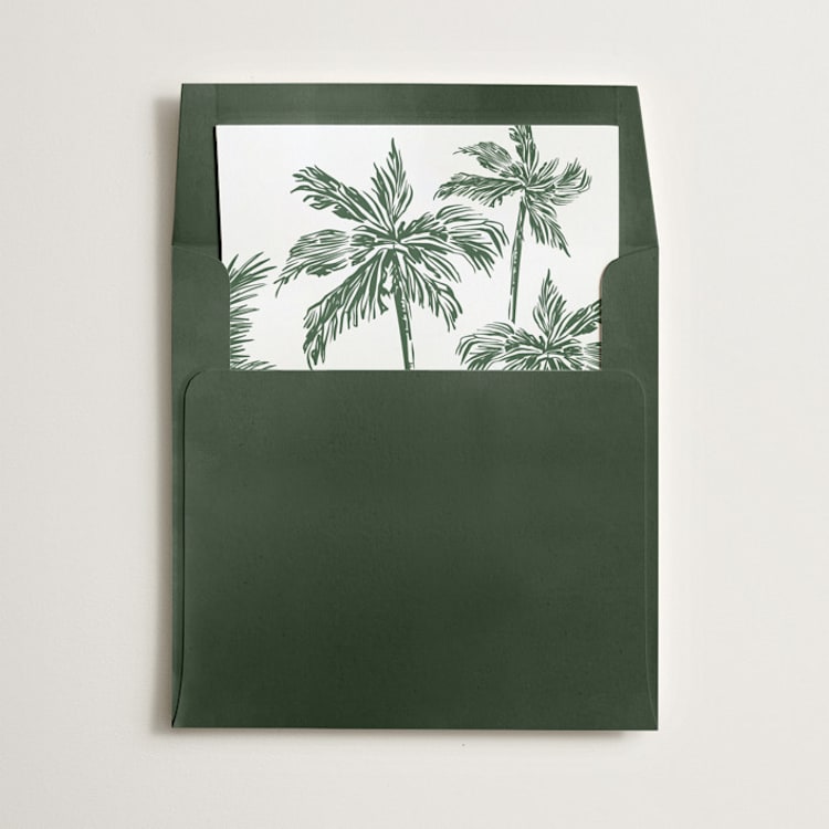 "Palm Trees" - Slip-In Envelope Liners in Forest by Lucrecia Caporale - Liner in envelope
