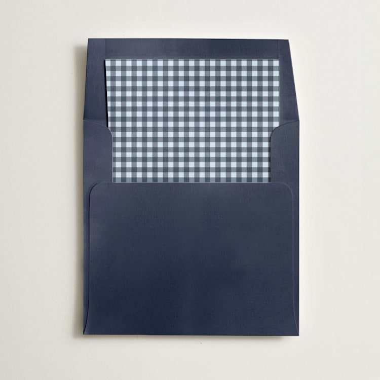 "Gingham" - Slip-In Envelope Liners in Navy by Minted - Liner in envelope