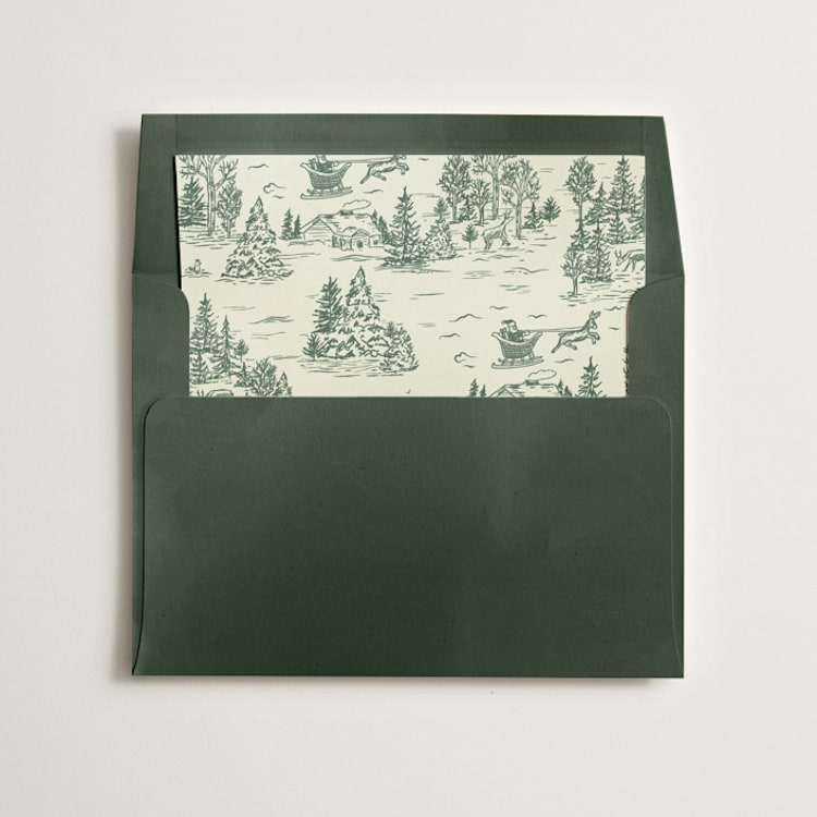 "Christmas Toile" - Slip-In Envelope Liners in Forest by Jennifer Lew - Liner in envelope