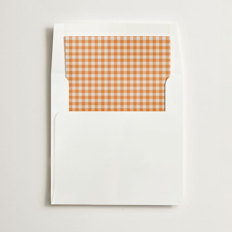 "Gingham" - Slip-In Envelope Liners in Tangerine by Minted - Liner in envelope