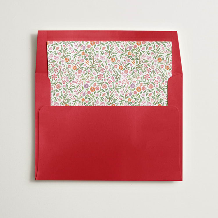 "Ditsy Floral" - Slip-In Envelope Liners in Rose by Paper Sun Studio - Liner in envelope