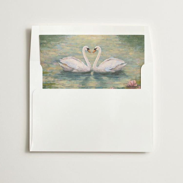 "Swans" - Slip-In Envelope Liners in Sage by Wendy Keller - Liner in envelope