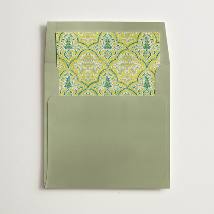 "Morrocan Print" - Slip-In Envelope Liners in Chartreuse by Gwen Bedat - Liner in envelope