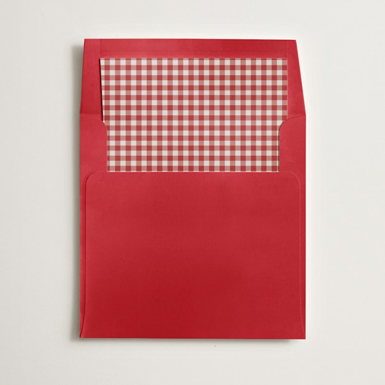 "Gingham" - Slip-In Envelope Liners in Crimson by Minted - Liner in envelope