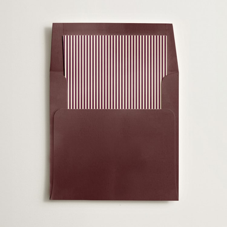 "Pinstripe" - Slip-In Envelope Liners in Burgundy by Olivia Kanaley Inman - Liner in envelope