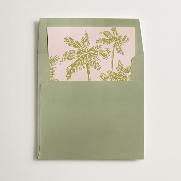 "Palm Trees" - Slip-In Envelope Liners in Seaweed by Lucrecia Caporale - Liner in envelope