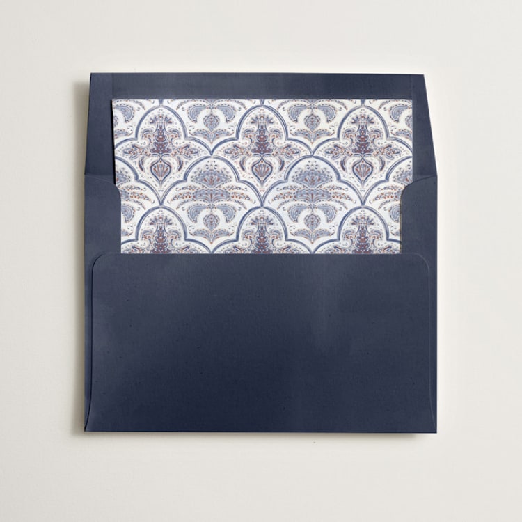 "Morrocan Print" - Slip-In Envelope Liners in Lapis by Gwen Bedat - Liner in envelope