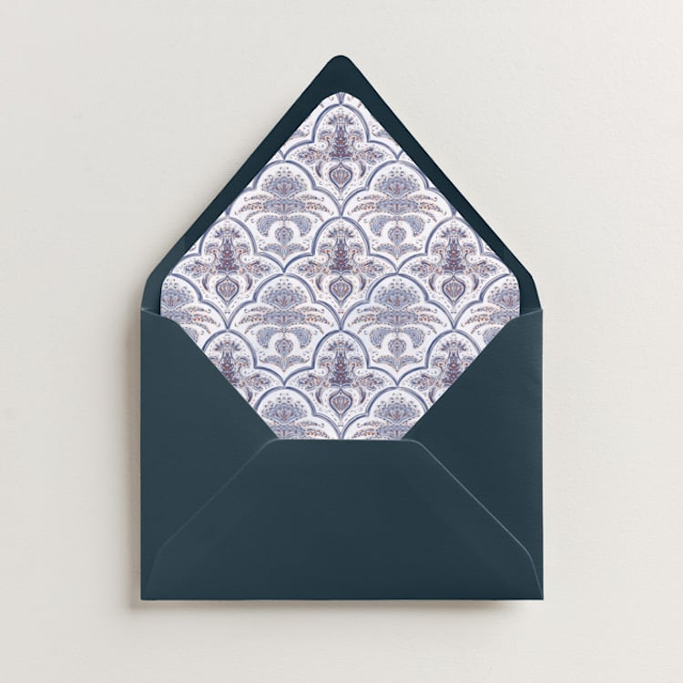 "Morrocan Print" - Slip-In Envelope Liners in Lapis by Gwen Bedat - Liner in envelope