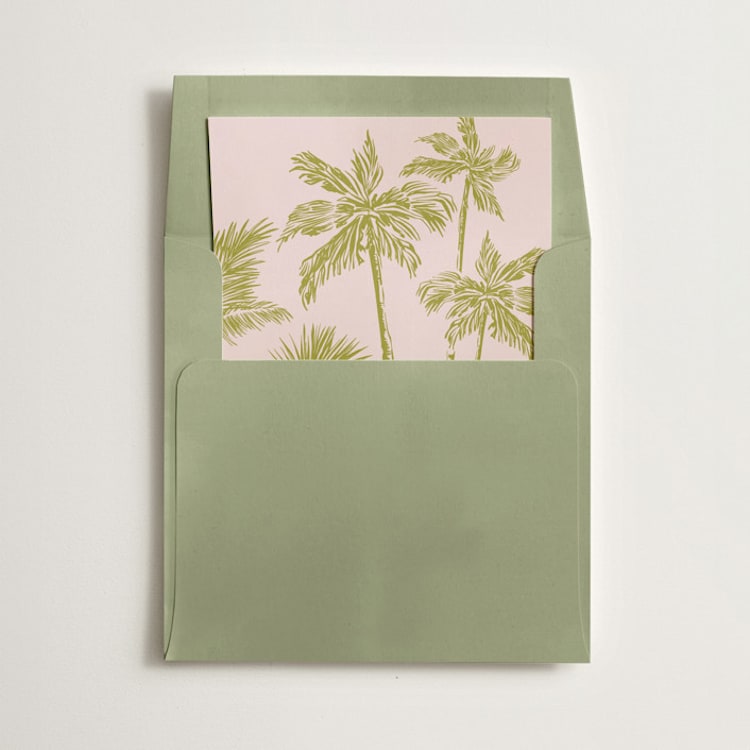 "Palm Trees" - Slip-In Envelope Liners in Seaweed by Lucrecia Caporale - Liner in envelope