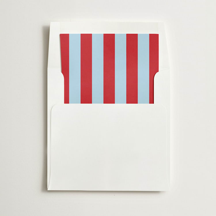 "Cabana Stripe" - Slip-In Envelope Liners in Crimson by Minted - Liner in envelope