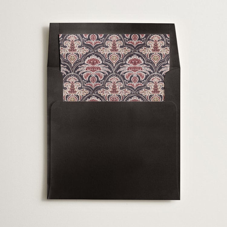 "Morrocan Print" - Slip-In Envelope Liners in Noir by Gwen Bedat - Liner in envelope