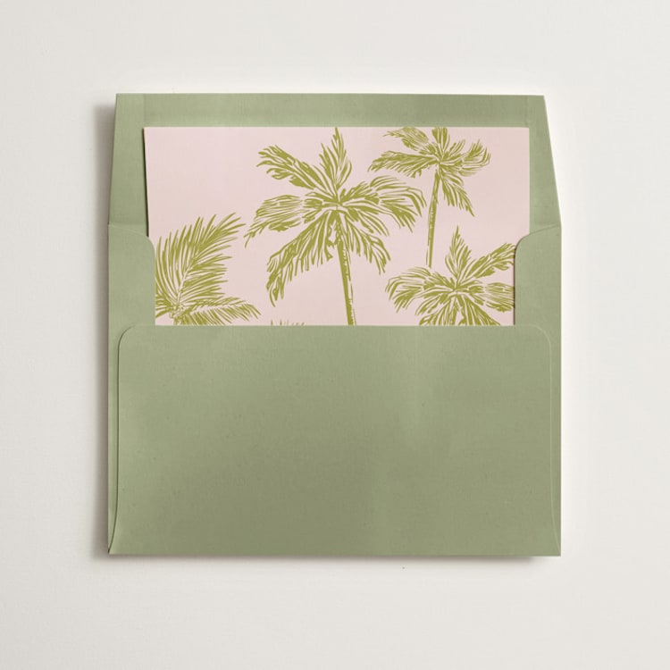 "Palm Trees" - Slip-In Envelope Liners in Seaweed by Lucrecia Caporale - Liner in envelope
