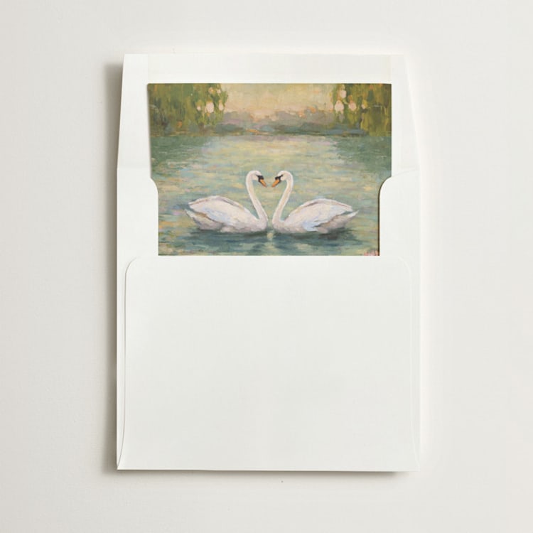 "Swans" - Slip-In Envelope Liners in Sage by Wendy Keller - Liner in envelope