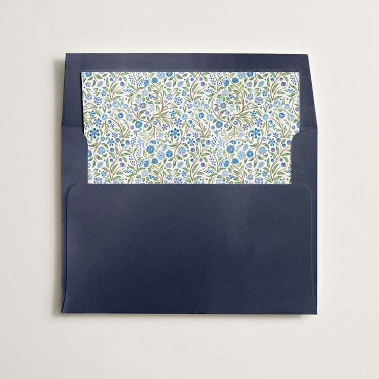 "Ditsy Floral" - Slip-In Envelope Liners in Blueberry by Paper Sun Studio - Liner in envelope