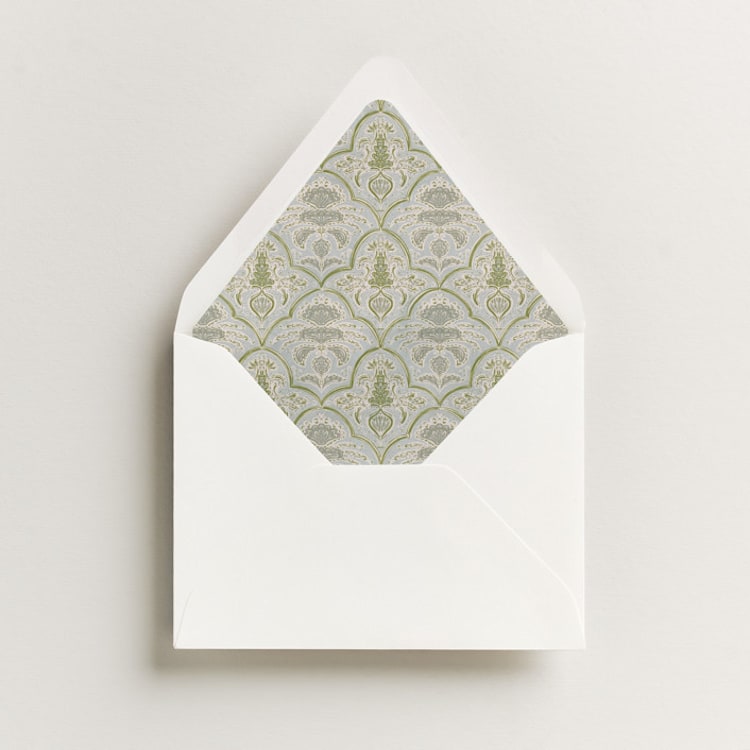 "Morrocan Print" - Slip-In Envelope Liners in Celeste by Gwen Bedat - Liner in envelope