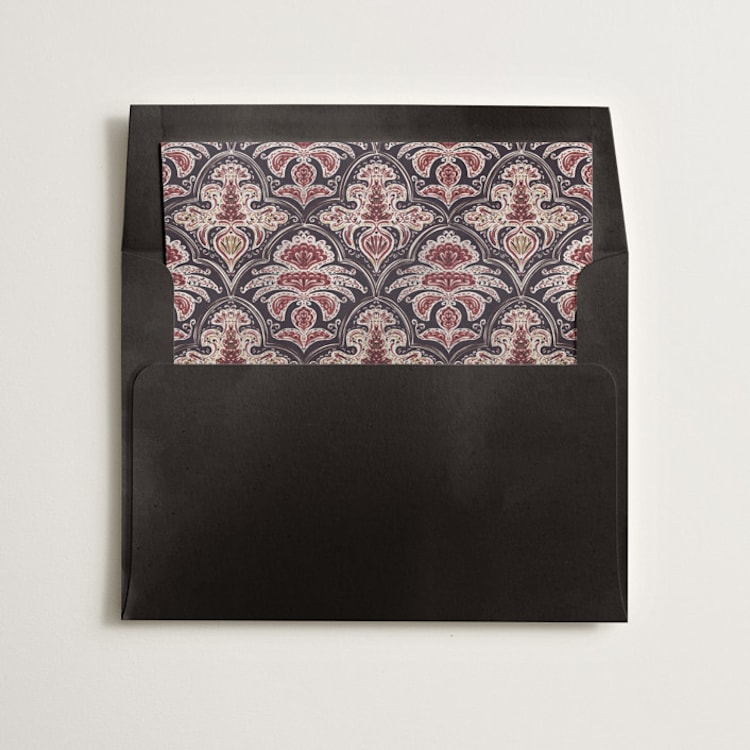 "Morrocan Print" - Slip-In Envelope Liners in Noir by Gwen Bedat - Liner in envelope
