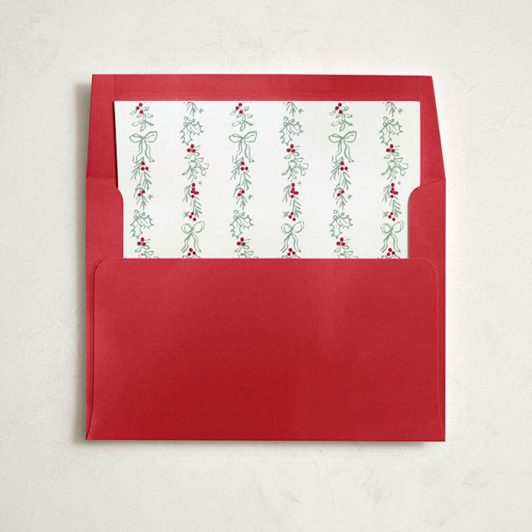 "Holly Leaves Border" - Slip-In Envelope Liners in Mint by Cass Loh - Liner in envelope