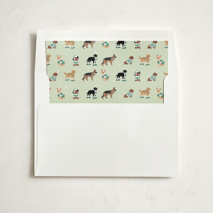 "Holiday Dogs" - Slip-In Envelope Liners in Sage by tara berg - Liner in envelope