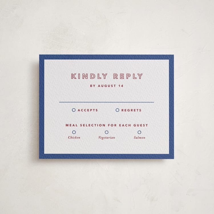 "Color Tone" - Letterpress Bar and Bat Mitzvah RSVP Cards in Maraschino | Lapis by Kindred Fields - Front