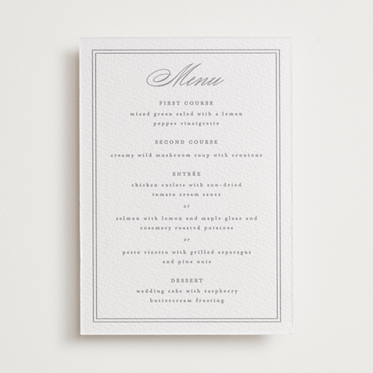 "Monogrammed eternity" - Letterpress Menus in Granite by Creo Study - Front