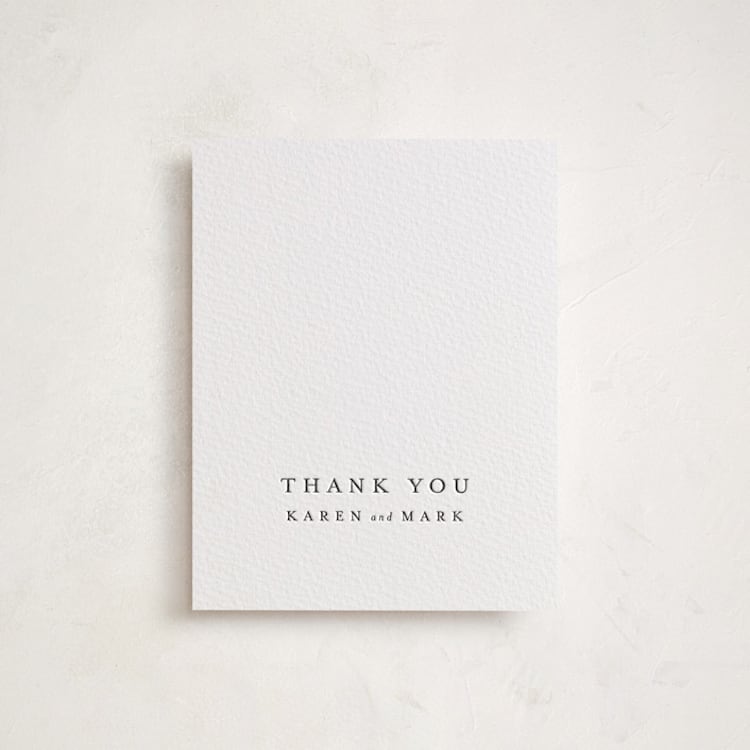 "A Thousand Years" - Letterpress Bar and Bat Mitzvah Thank You Cards in Soft Black by Design Lotus - Front