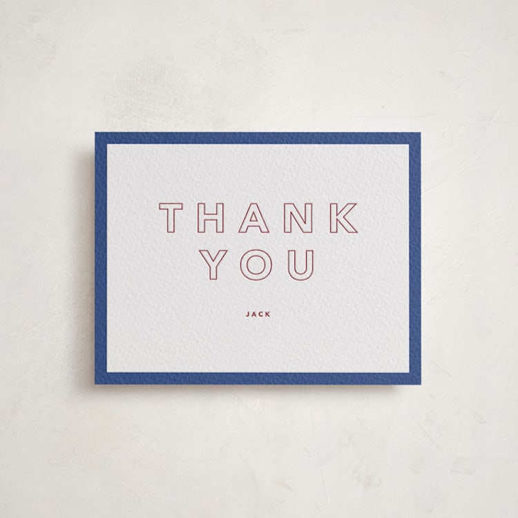 "Color Tone" - Letterpress Bar and Bat Mitzvah Thank You Cards in Maraschino | Lapis by Kindred Fields - Front