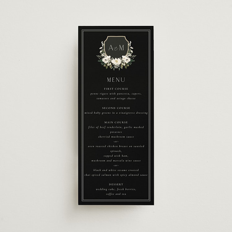 "Botanical Love" - Menus in Black Tie by Susan Moyal - Front