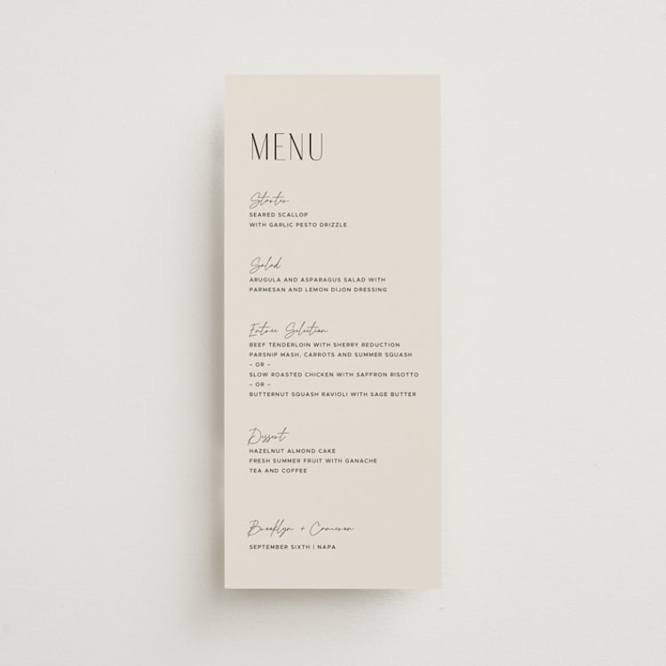"Arabilla Overlap" - Menus in Linen by Kelly Schmidt - Front