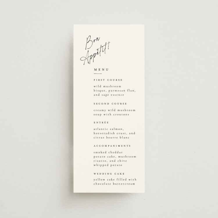 "Scripted Elegance" - Menus in Linen by Ana de Sousa - Front