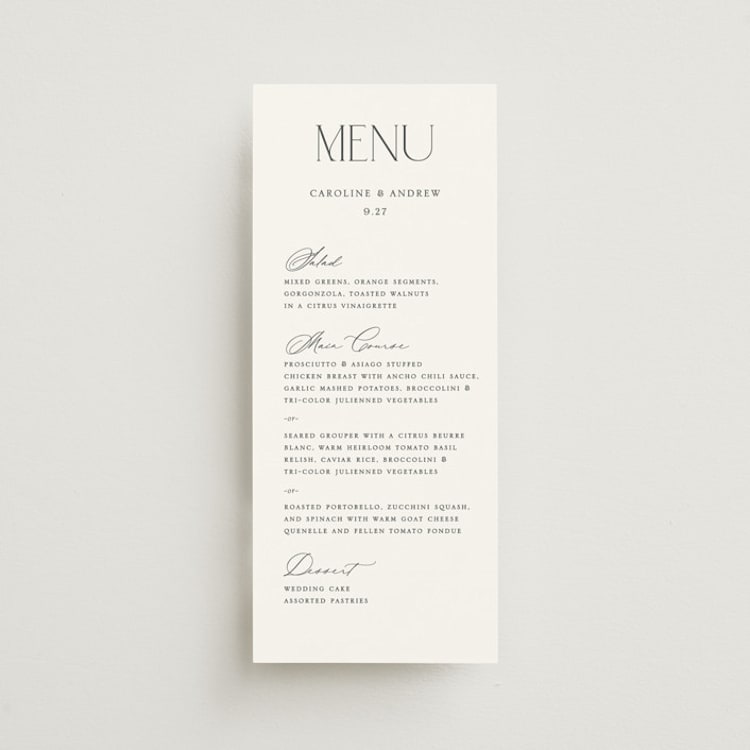 "Contemporary" - Menus in Cotton by Vanessa Doyle - Front