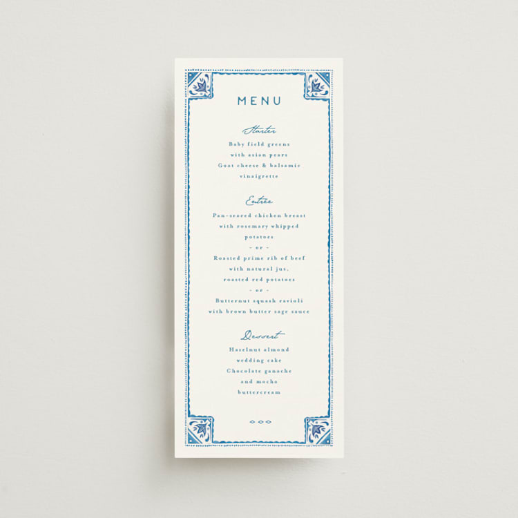"watercolor tile" - Menus in Navy by Anastasia Makarova - Front