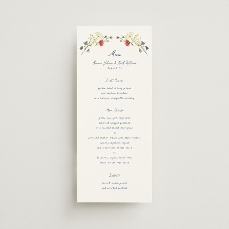 "Wildflower Romance" - Menus in Ivory by frau brandt - Front