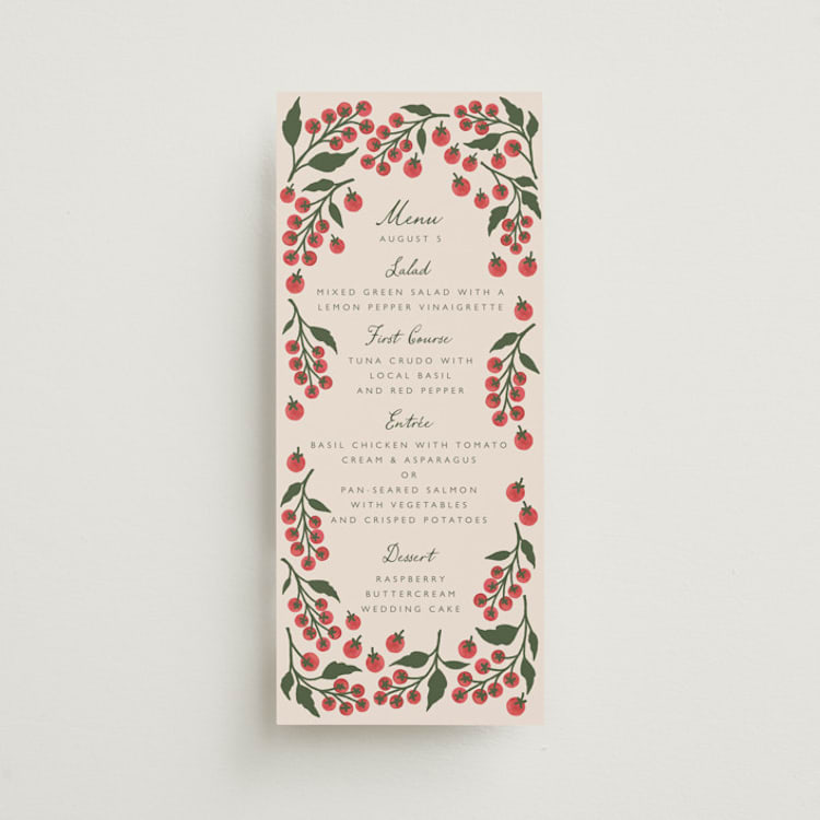 "Cherry Tomatoes" - Menus in Tomato by Katharine Watson - Front
