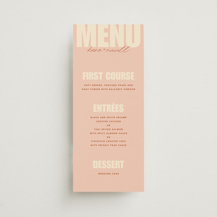 "Typographical Poster" - Menus in Blush by Stacey Day - Front