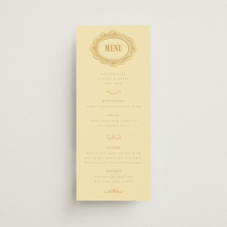 "Vintage Label" - Menus in Butter by Nazia Hyder - Front