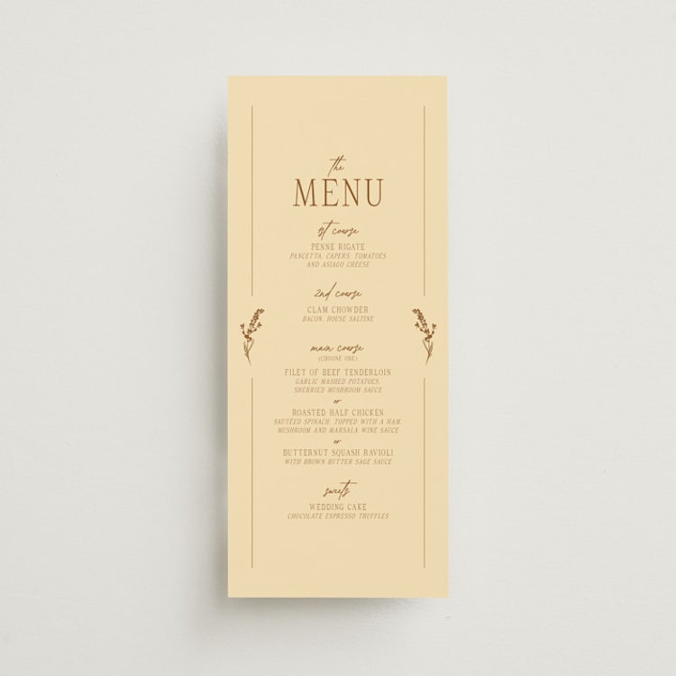 "Classic and Floral" - Menus in Bark by Jen Ramsey - Front