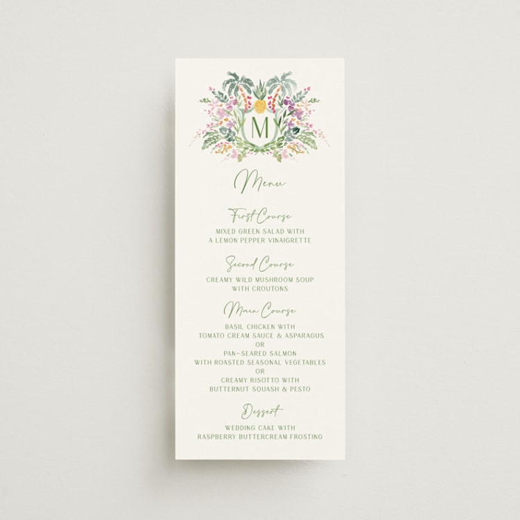 "Tropical Dreams" - Menus in Jungle by Petra Kern - Front
