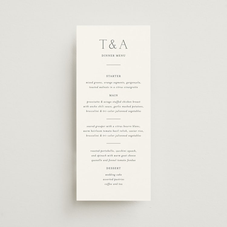 "In Love" - Menus in Cotton by Vanessa Doyle - Front