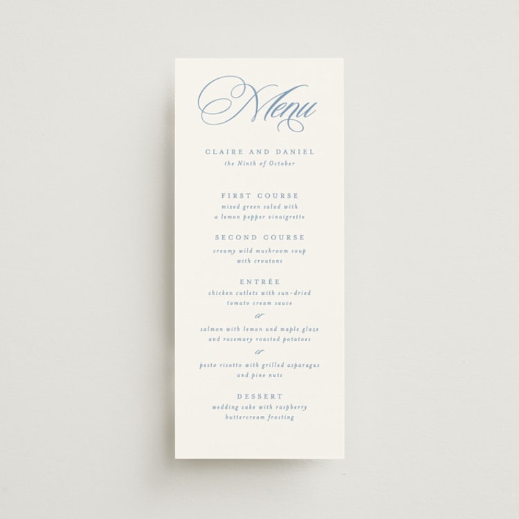 "Aristocratic" - Menus in Sky by Creo Study - Front