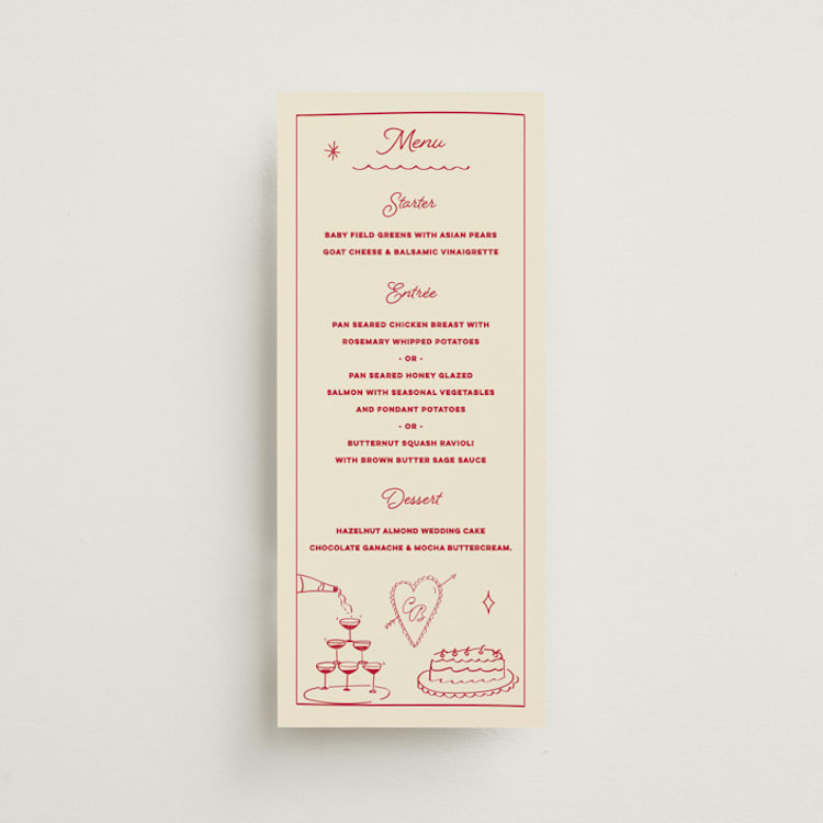 "Crazy Little Thing Called Love" - Menus in Strawberry by Helena Vitto - Front