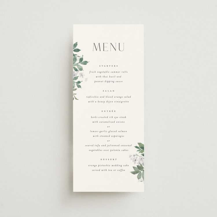 "Grove" - Menus in Fern by Everett Paper Goods - Front