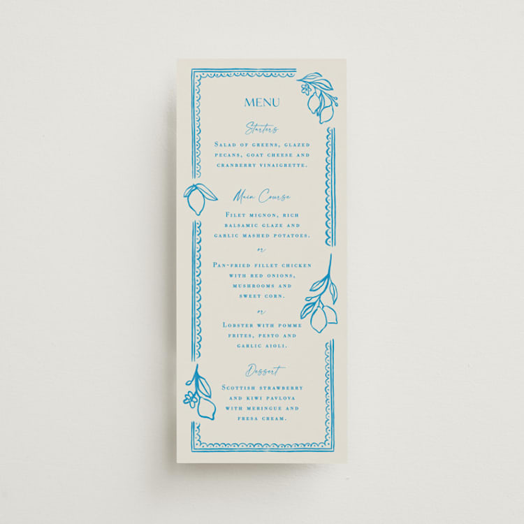 "Mediterraneo" - Menus in Ocean by Pati Cascino - Front