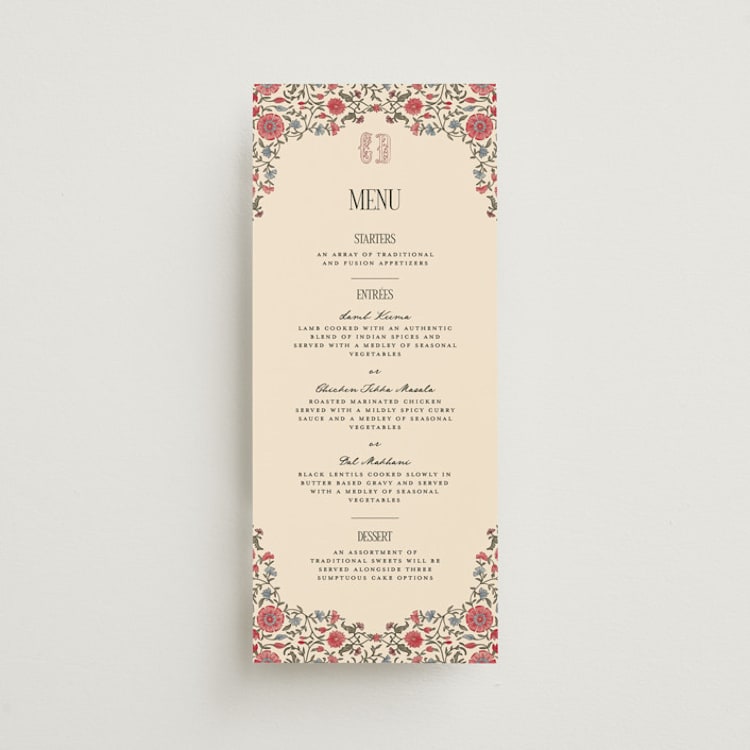 "Tapestry" - Menus in Almond by Jenna Holcomb - Front
