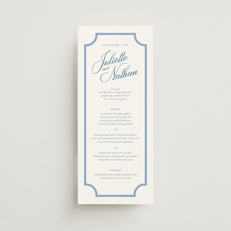 "Marenza" - Menus in Bluebell by Jessica Williams - Front