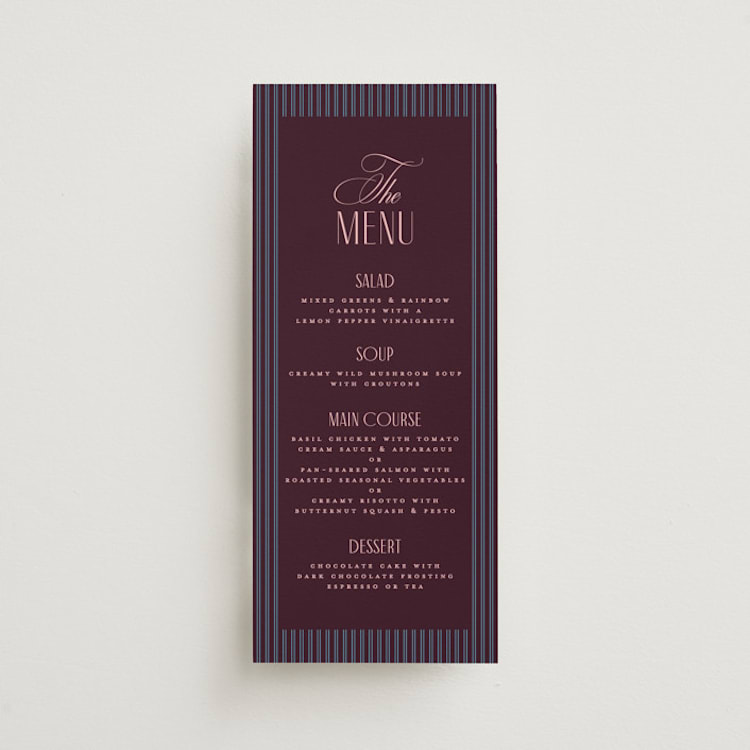 "sophisticate" - Menus in Plum by Owl and Toad - Front