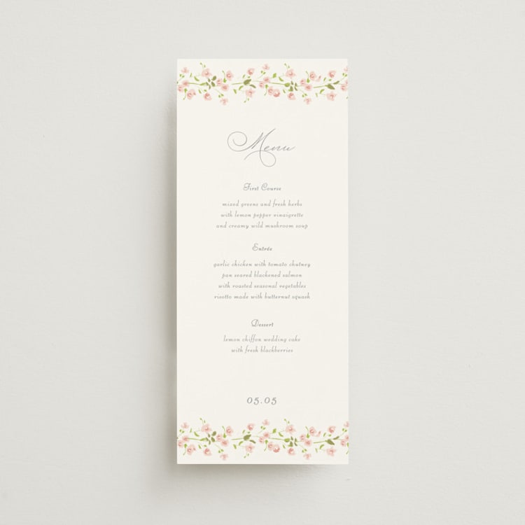 "Rosebud" - Menus in Peony by Baumbirdy - Front